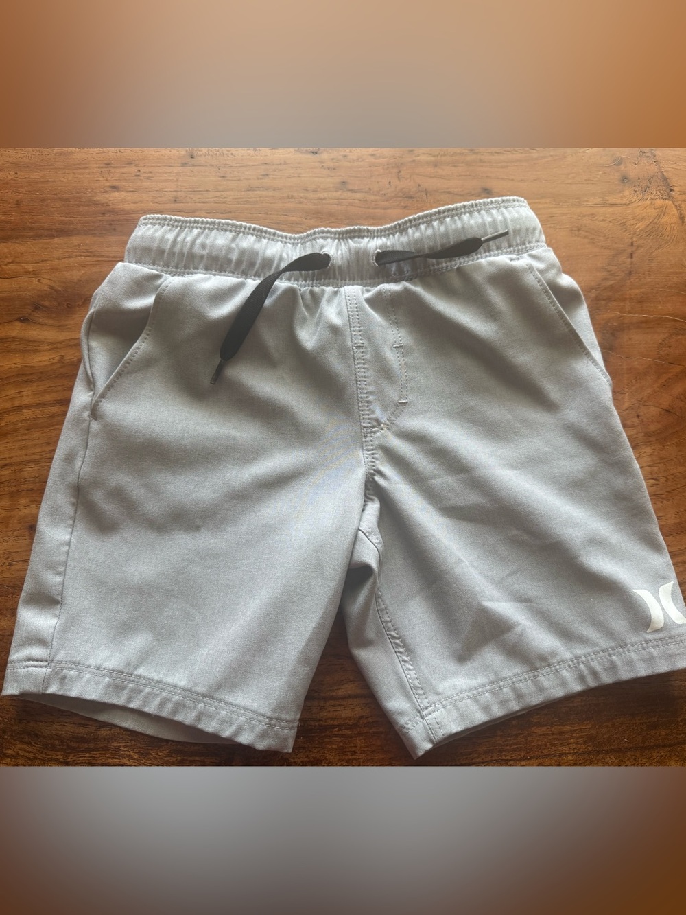 Hurley Light Gray Boy’s Swim/Board Shorts with Black Drawstring - Picture 1 of 3